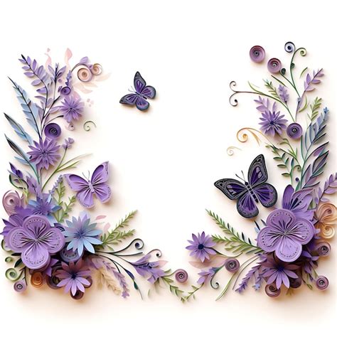 Premium AI Image | Watercolor of Quilling Frame With Lavender Flowers ...