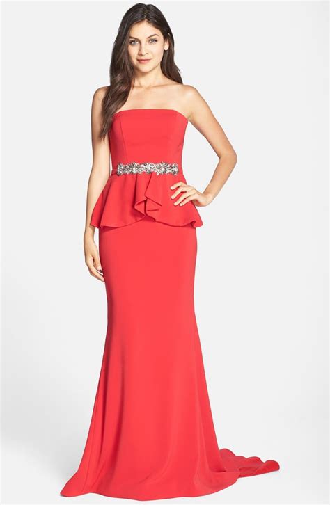 Terani Couture Embellished Peplum Crepe Gown Nordstrom