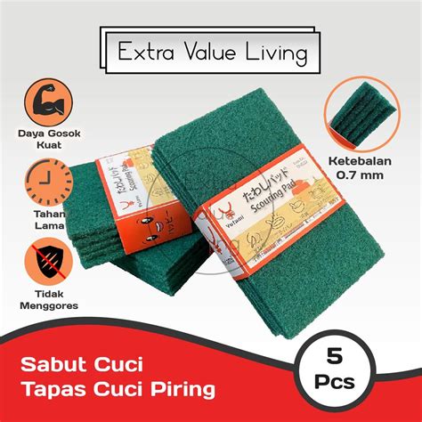 Jual YUTAMI Sabut Cuci Piring Tapas Cuci Piring Spons Cuci Hijau Tebal