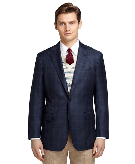 Brooks Brothers Wool Regent Fit Navy Plaid With Teal Windowpane Sport Coat In Blue For Men Lyst