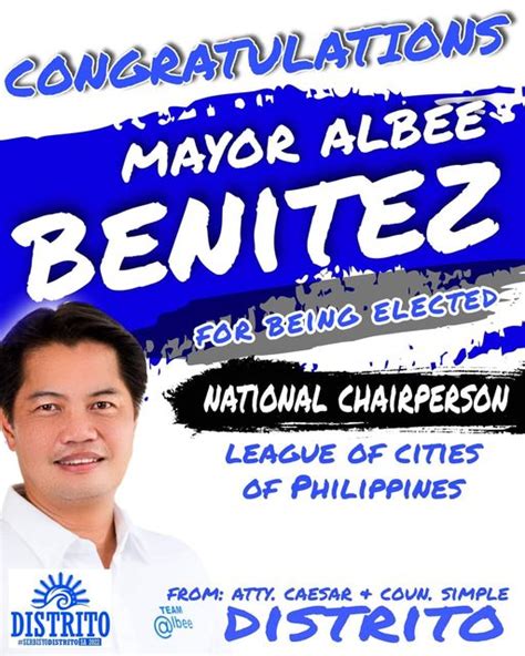 Congrats Mayor Albee Benitez for having been elected as National Chairman of the League of ...