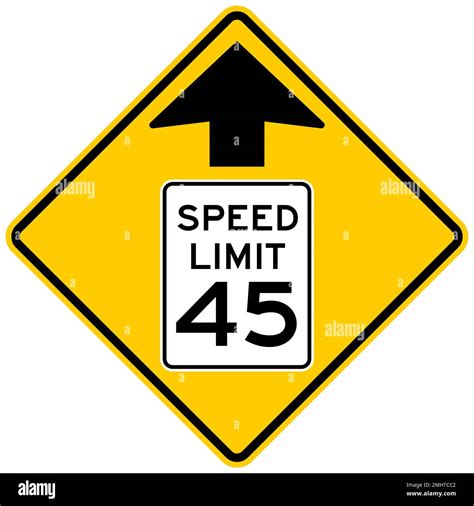 Reduced Speed Limit Ahead Warning Sign Stock Photo Alamy