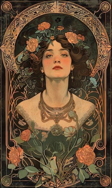 Premium Photo Art Nouveau Painting Of A Woman