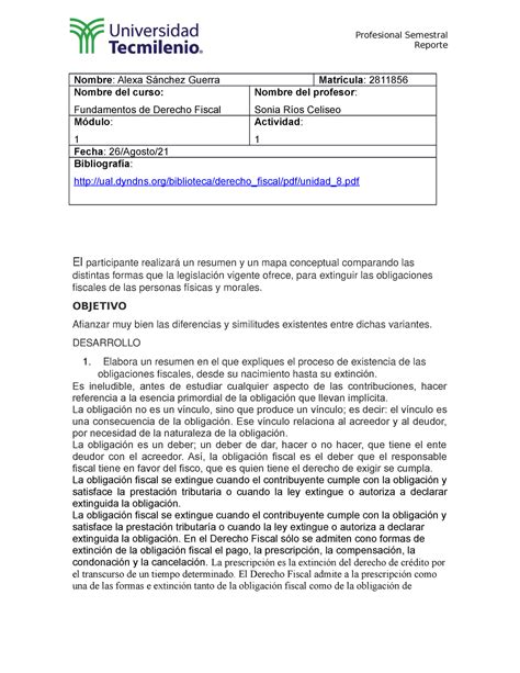 Act1 Fundamentos Derecho Fiscal Tecmilenio Profesional Semestral