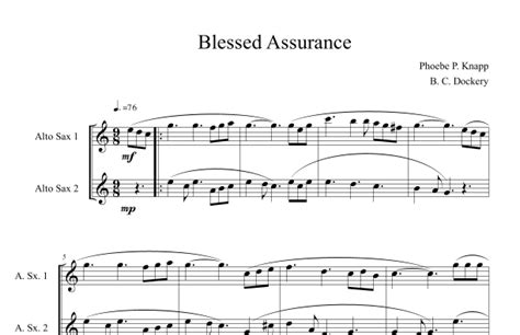 Blessed Assurance Alto Sax Duet Arr B C Dockery By Phoebe P