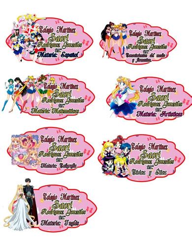 Etiquetas Escolares Sailor Moon Adhesivas Personalizadas Env O Gratis