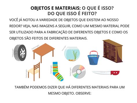 Identificar Qual Material S O Feitos Diferentes Objetos