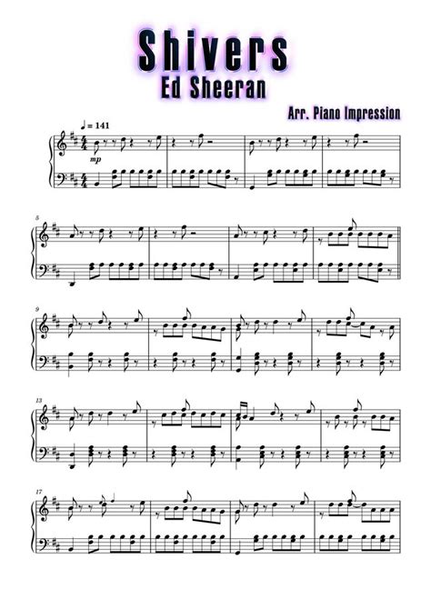 Ed Sheeran Shivers By Piano Impression Sheet Music