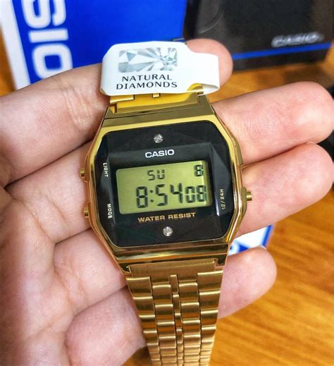 Casio Gold Watch Unisex A Wad Made In Japan With Authentic Diamonds