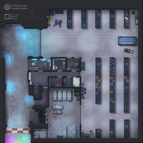 Warehouse Lab 30x30 Battlemap Oc Shadowrun Tabletop Rpg Maps