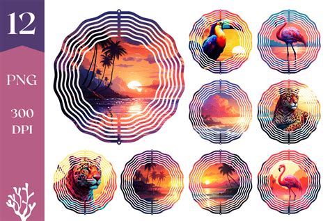 Tropical Sunset Wind Spinner Bundle Graphic By Ailirel Design