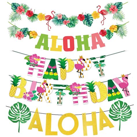 Hawaiian Party Decorations Flamingo Garlands Hawaii Luau Tropical Party