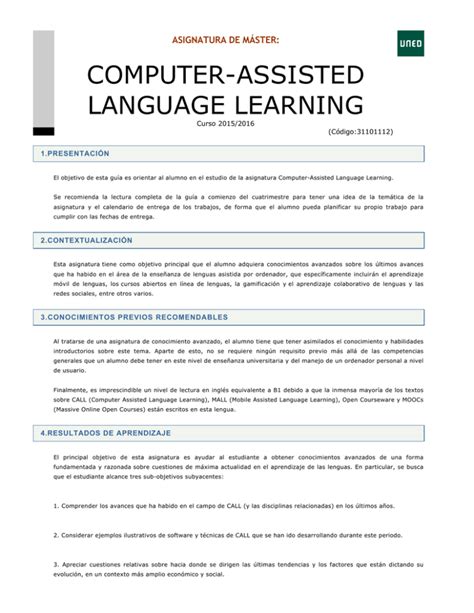 Computer Assisted Language Learning