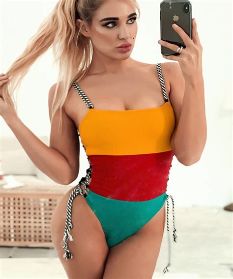 New Solid Color Stitching Bikini One Piece Swimsuit Women Two Piece