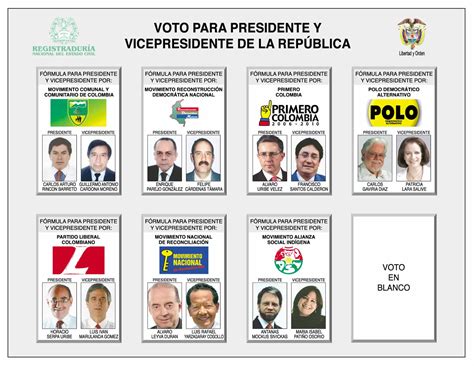 Tarjetones Para Elecciones Presidenciales Desde 1990