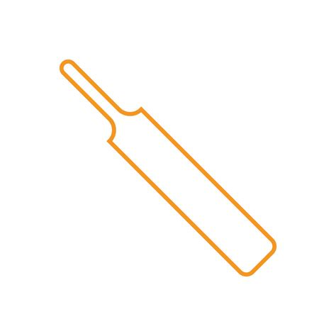 Eps Orange Vector Cricket Bat Line Icon In Simple Flat Trendy Style