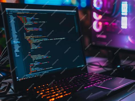 programmer workspace  coding screen premium ai generated image