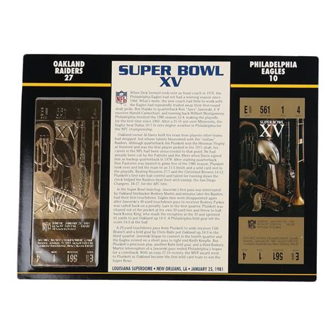 Super Bowl XV Commemorative 9x12 Score Card Display with 22KT Gold Ticket | Pristine Auction