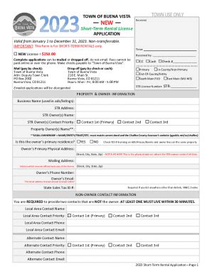 Fillable Online Fillable Short Term Rental STR License Application