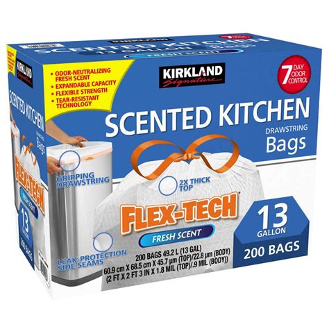 Bolsas De Basura Flex Tech Con Cinta De Amarre Kirkland 200 Pack 49