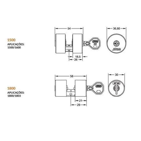 Cilindro Fechadura Stam 1500 1600 Chave Tetra Grafite Submarino