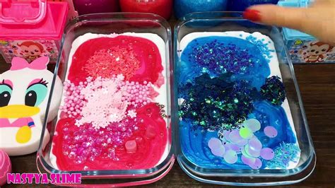 Pink Vs Blue Mixing Random Into Glossy Slime Satisfying Slime Video