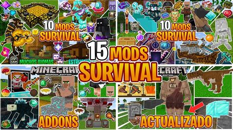 Los Mejores Addons Survival Para Minecraft Pe 120 Mods Minecraft Bedrock Youtube