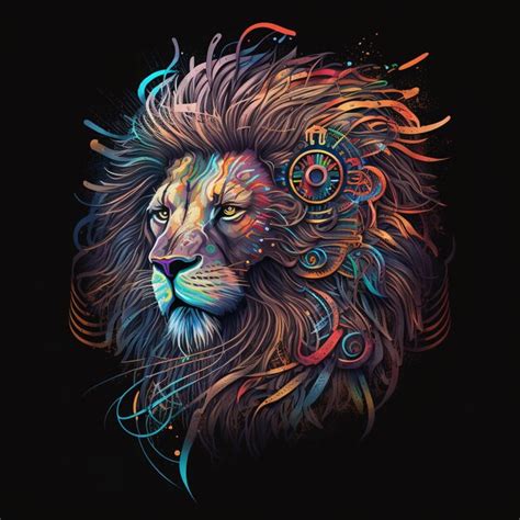 Premium Photo | A colorful lion with a mane and a mane