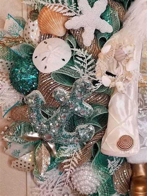 Nautical Christmas Wreath Coastal Holiday Wreath Elegant Etsy