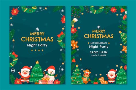 Premium Vector Flat Christmas Greeting Cards Collection