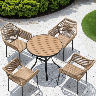 Bayou Breeze Amede Round 4 Person Outdoor Dining Set Wayfair