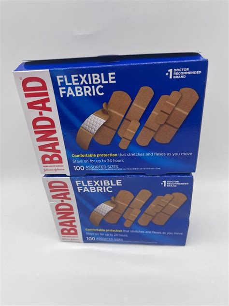 Two Pack Band Aid Brand Flexible Fabric Adhesive Bandages Assorted 100