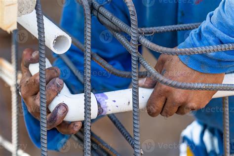 Plumber Installing PVC Pipe at Construction Site 16357994 Stock Photo ...