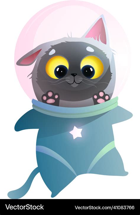 Cute Space Cat For Kids Kitten Astronaut Vector Image