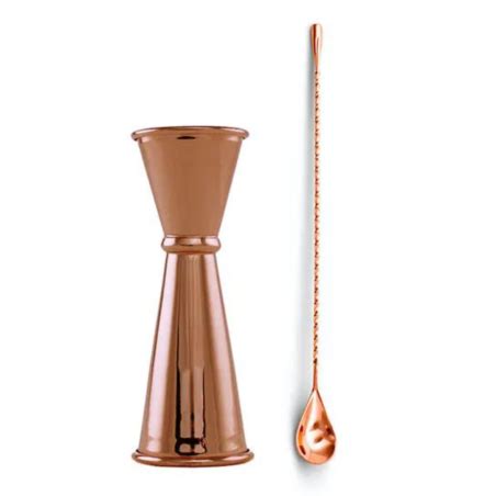 Cocktail Set Go Barman Cobre Cucharilla Medidor Estilo Japon S Ml