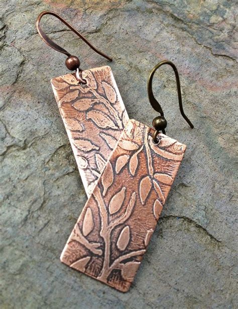 Copper Earrings Leaf Earrings Copper Copper Dangle Earrings Etsy