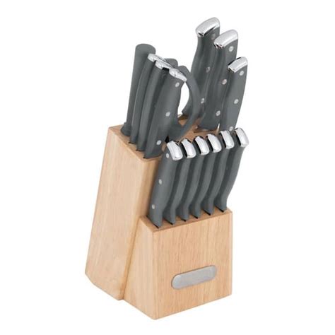 Farberware 15 Piece Triple Riveted Stainless Steel Knife Block Set 5285717 The Home Depot