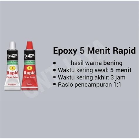 Jual Lem Dextone Epoxy Rapid Menit Clear Bening Kemasan Merah X Ml