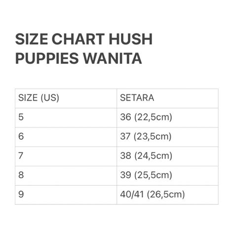 Hush Puppies Indonesia Size Chart Bulletinsells