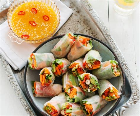 Asian Vegetable Rice Paper Rolls With Citrus Chilli Sauce Nadia Lim