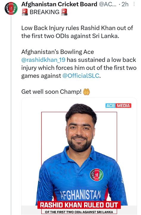 Rashid Khan Out With Injury For Two Odi S Info Rain