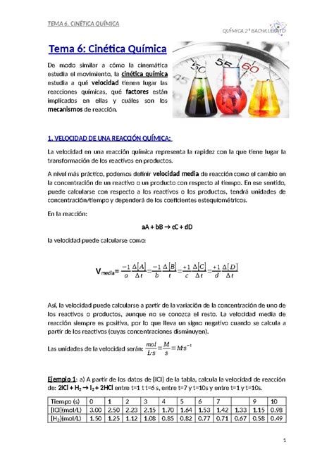 Anexo Libro Gu A Cin Tica Quimica Qu Mica Bachillerato Tema