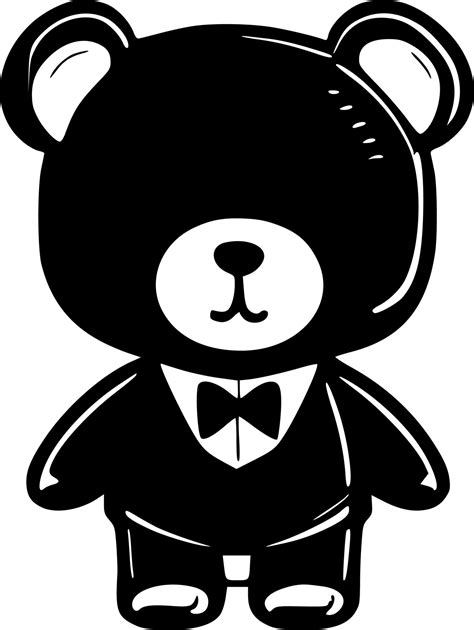 Teddy Bear Black And White Vector Illustration 23855438 Vector Art At