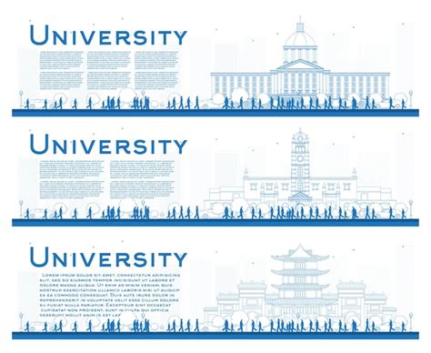 Premium Vector | Outline set of university campus study banners. vector illustration. students ...