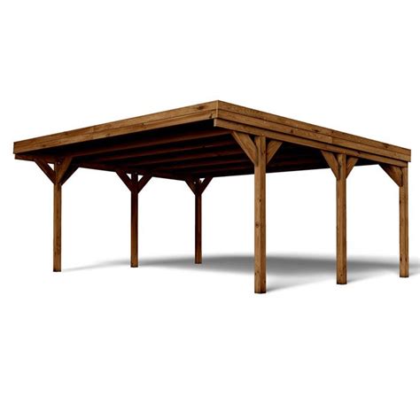 Carport bois 2 voitures Victor 29 2 m² Marron Bois Marron