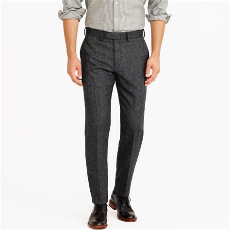 J Crew Bowery Classic Pant In Herringbone Wool In Gray For Men Charcoal Herringbone Lyst