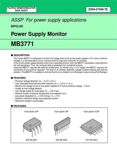 MB3771 Datasheet Monitor Equivalent Fujitsu