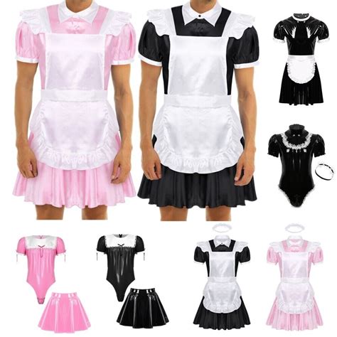 Us 2pcs Mens Sissy French Maid Cosplay Costume Halloween Fancy Dress