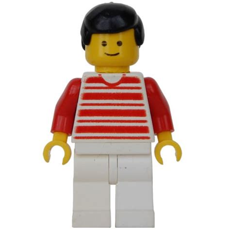 Lego Minifigure Hor Horizontal Lines Red Red Arms White Legs