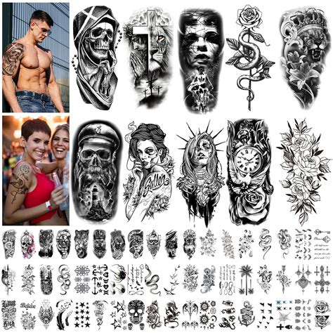 Buy 64 Sheets Temporary Tattoos Stickers For Men Or Women 10 Large